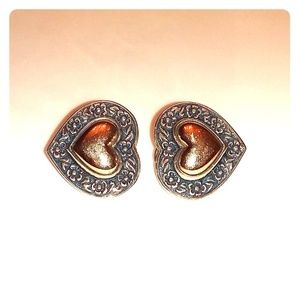 Retired JA gold and silver heart earrings